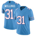 Tennessee #31 Mullings Player Football V Neck Short Sleeve Light Blue Jersey Kalel For Men Youth Women Gift