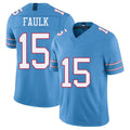 Tennessee #15 Faulk Player Football V Neck Short Sleeve Light Blue Jersey Keldric For Men Youth Women Gift