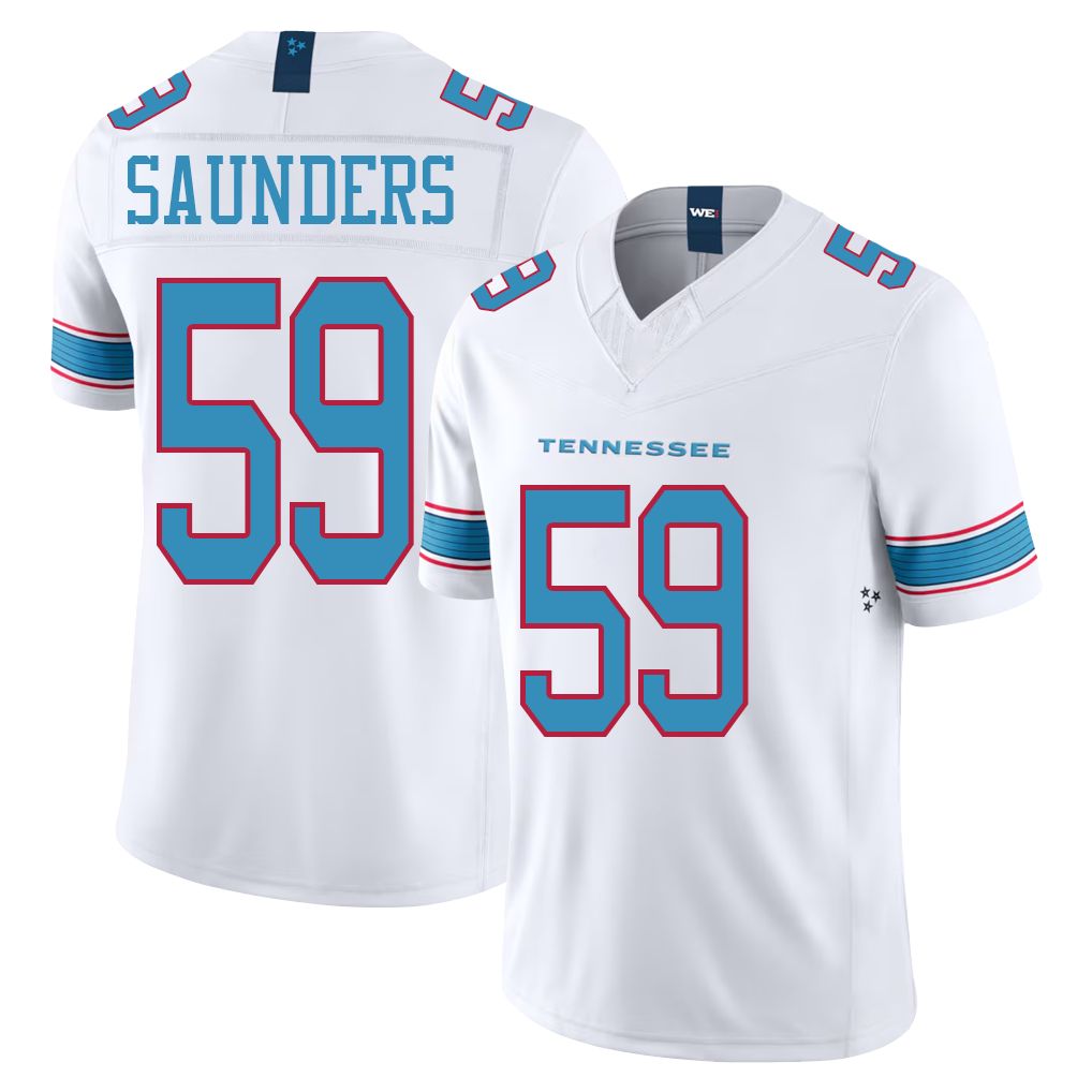 Tennessee #59 Saunders Player Football V Neck Short Sleeve White Jersey Khalen For Men Youth Women Gift