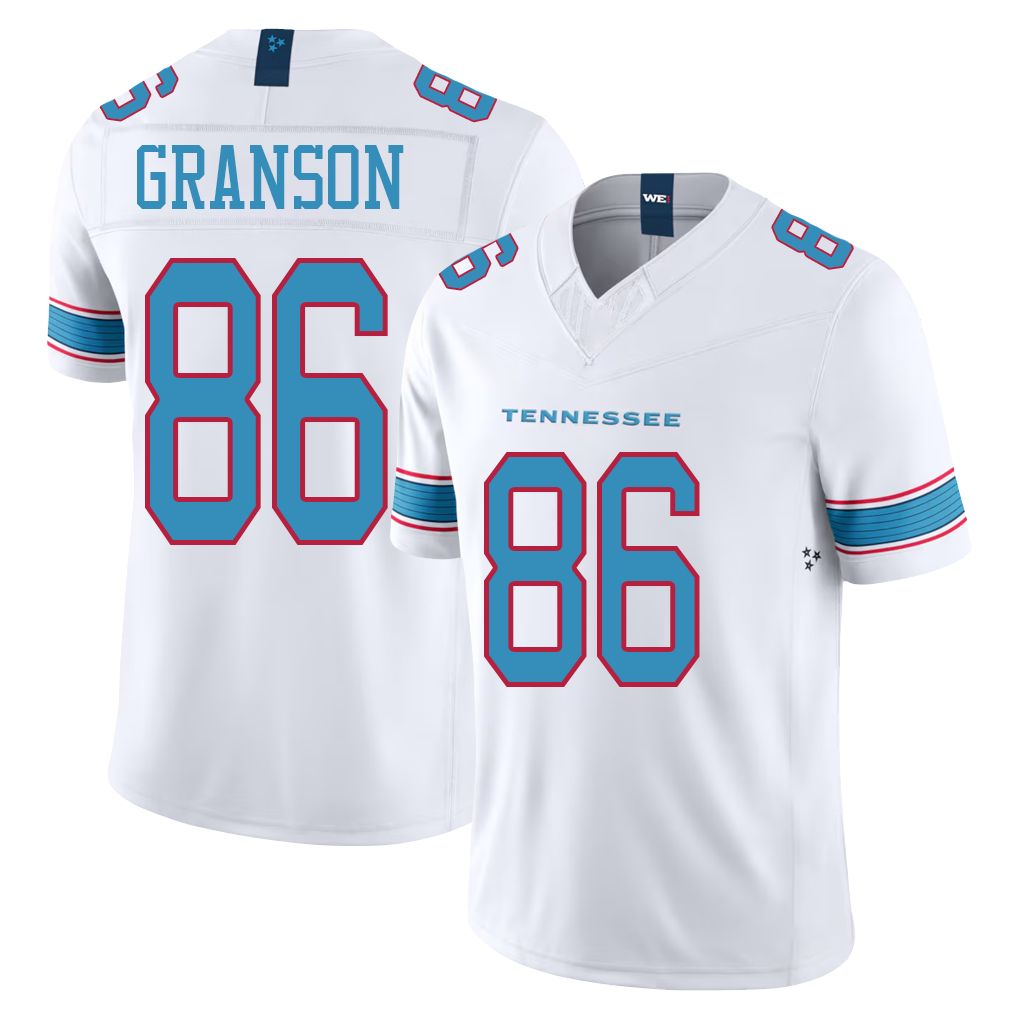 Tennessee #86 Granson Player Football V Neck Short Sleeve White Jersey Kylen For Men Youth Women Gift