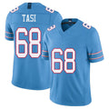 Tennessee #68 Tasi Player Football V Neck Short Sleeve Light Blue Jersey Laki For Men Youth Women Gift