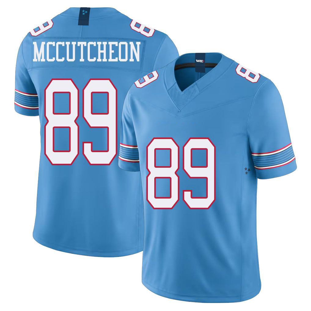 Tennessee #89 McCutcheon Player Football V Neck Short Sleeve Light Blue Jersey Lance For Men Youth Women Gift