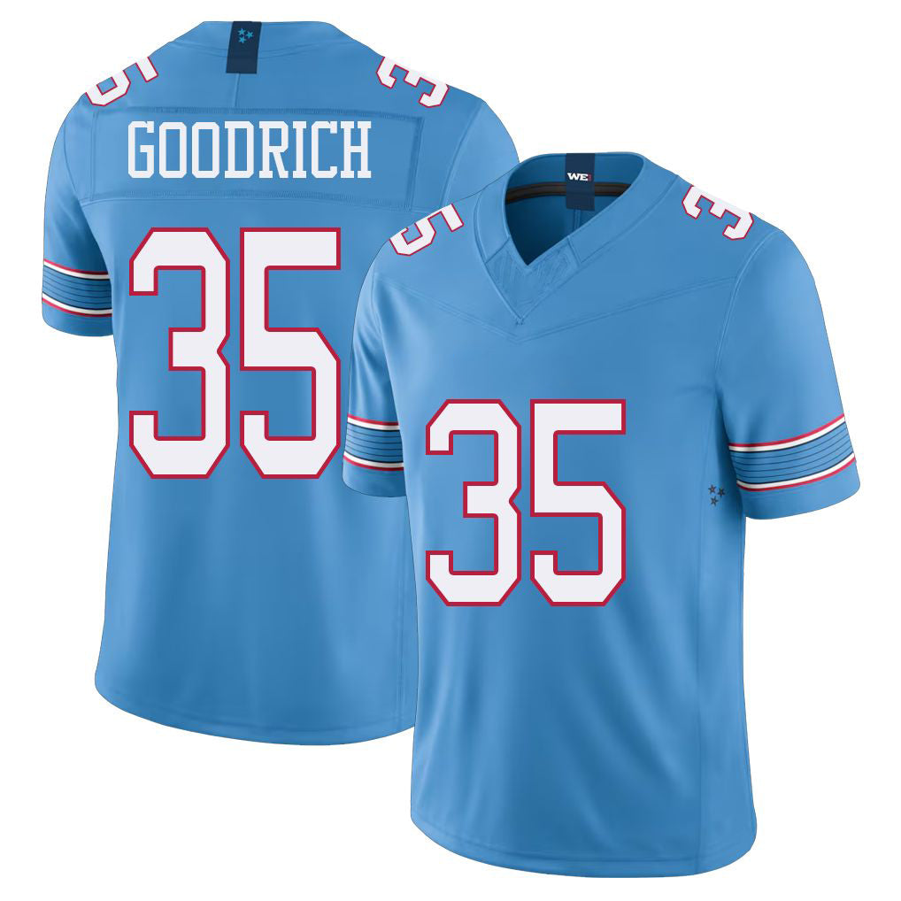 Tennessee #35 Goodrich Player Football V Neck Short Sleeve Light Blue Jersey Mario For Men Youth Women Gift