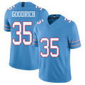 Tennessee #35 Goodrich Player Football V Neck Short Sleeve Light Blue Jersey Mario For Men Youth Women Gift