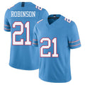 Tennessee #21 Robinson Player Football V Neck Short Sleeve Light Blue Jersey Micah For Men Youth Women Gift
