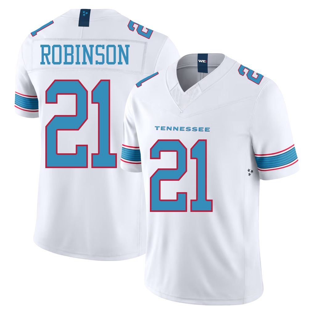 Tennessee #21 Robinson Player Football V Neck Short Sleeve White Jersey Micah For Men Youth Women Gift