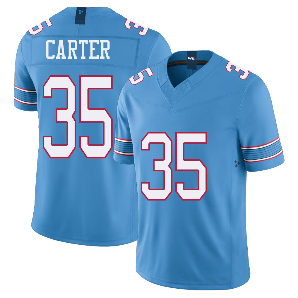Tennessee #35 Carter Player Football V Neck Short Sleeve Light Blue Jersey Michael For Men Youth Women Gift
