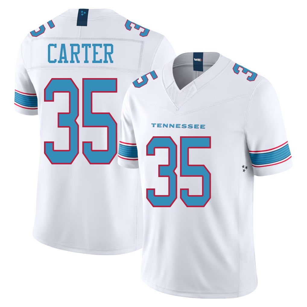 Tennessee #35 Carter Player Football V Neck Short Sleeve White Jersey Michael For Men Youth Women Gift