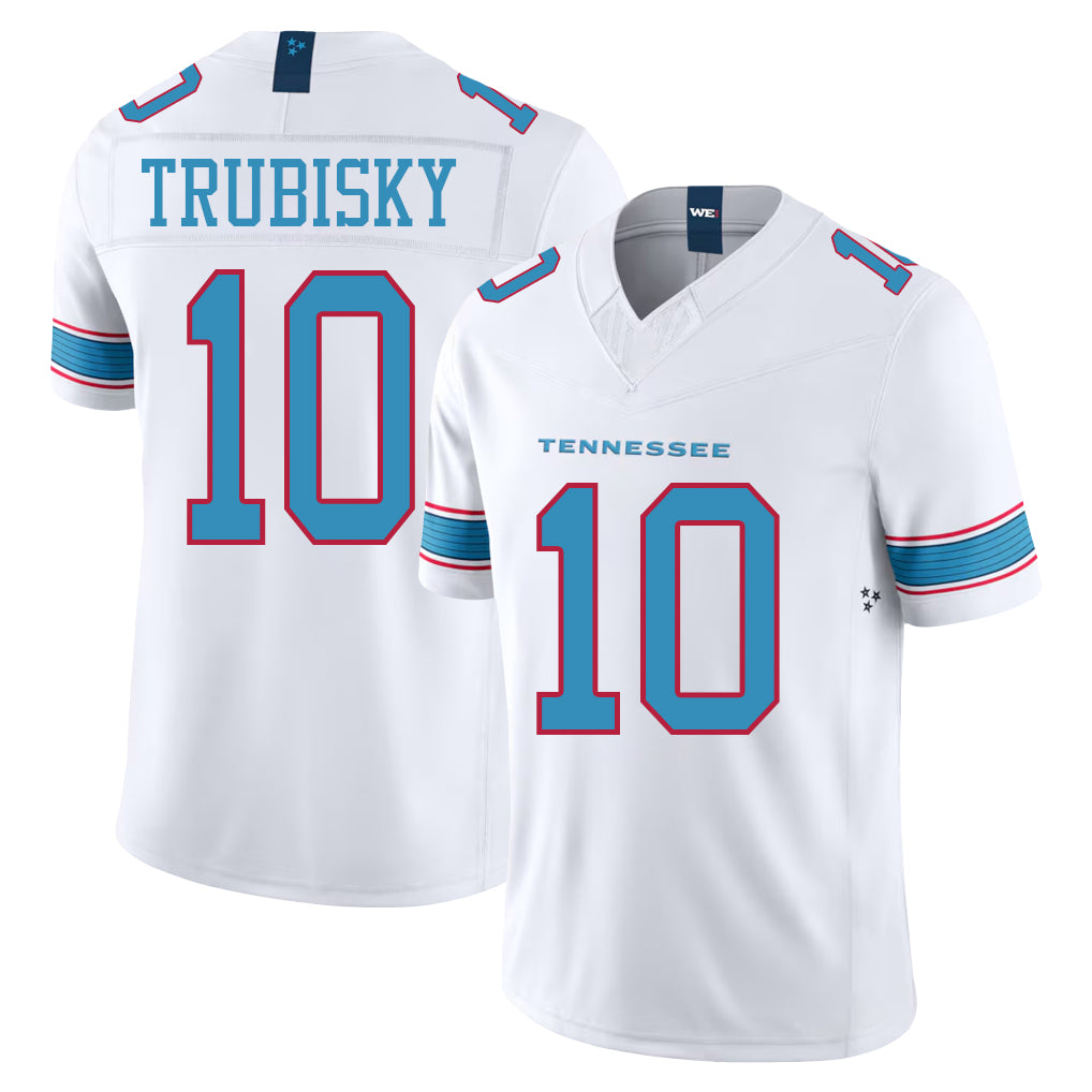 Tennessee #10 Trubisky Player Football V Neck Short Sleeve White Jersey Mitchell For Men Youth Women Gift