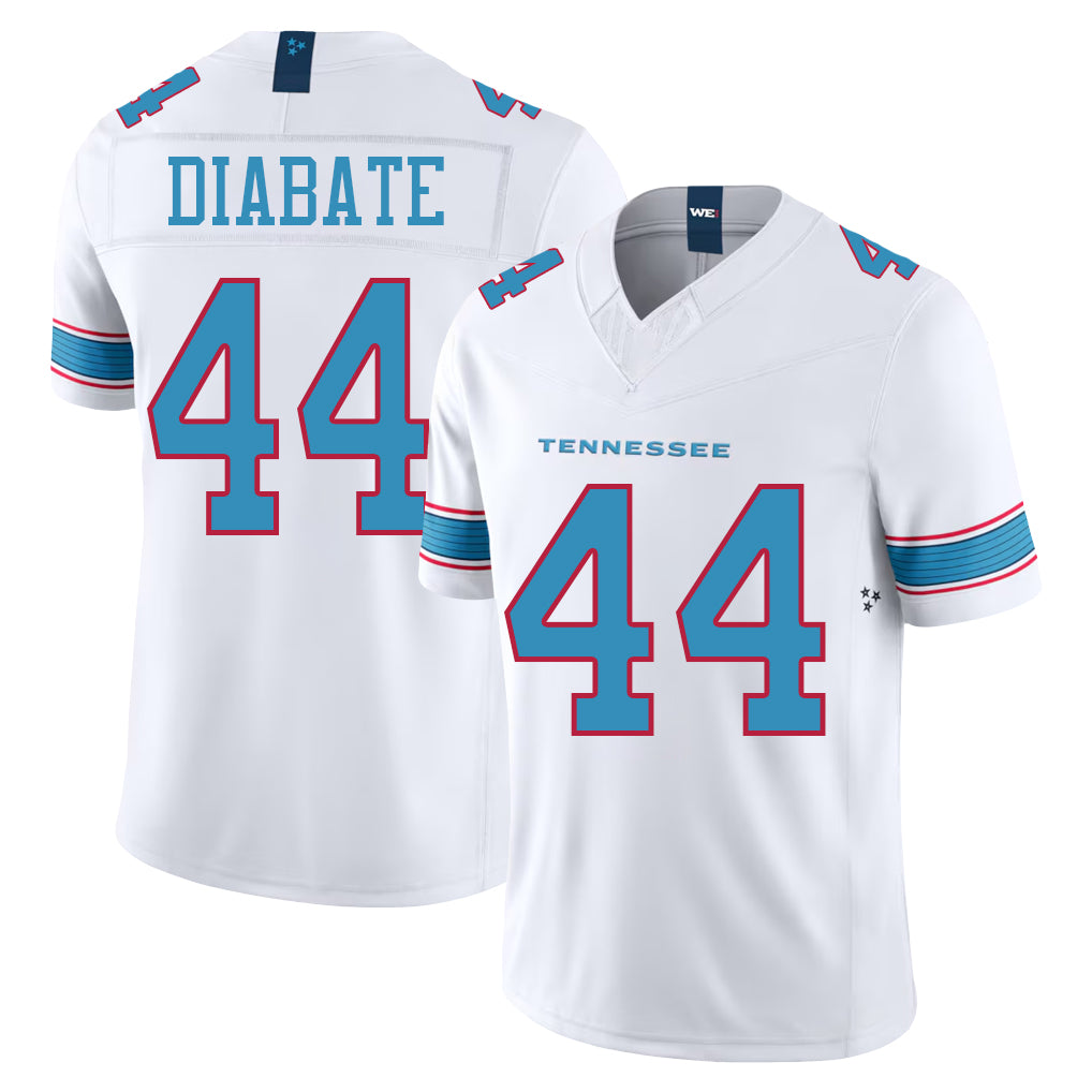 Tennessee #44 Diabate Player Football V Neck Short Sleeve White Jersey Mohamoud For Men Youth Women Gift