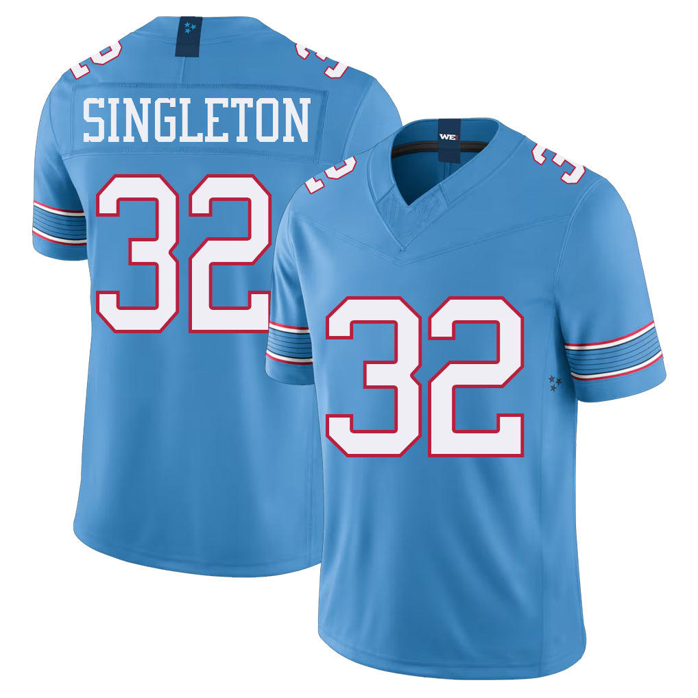 Tennessee #32 Singleton Player Football V Neck Short Sleeve Light Blue Jersey Nicholas For Men Youth Women Gift