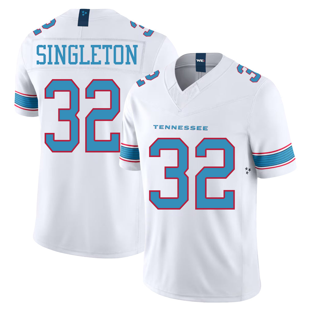 Tennessee #32 Singleton Player Football V Neck Short Sleeve White Jersey Nicholas For Men Youth Women Gift