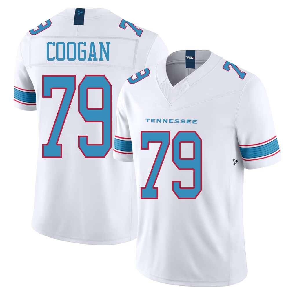 Tennessee #79 Coogan Player Football V Neck Short Sleeve White Jersey Pat For Men Youth Women Gift