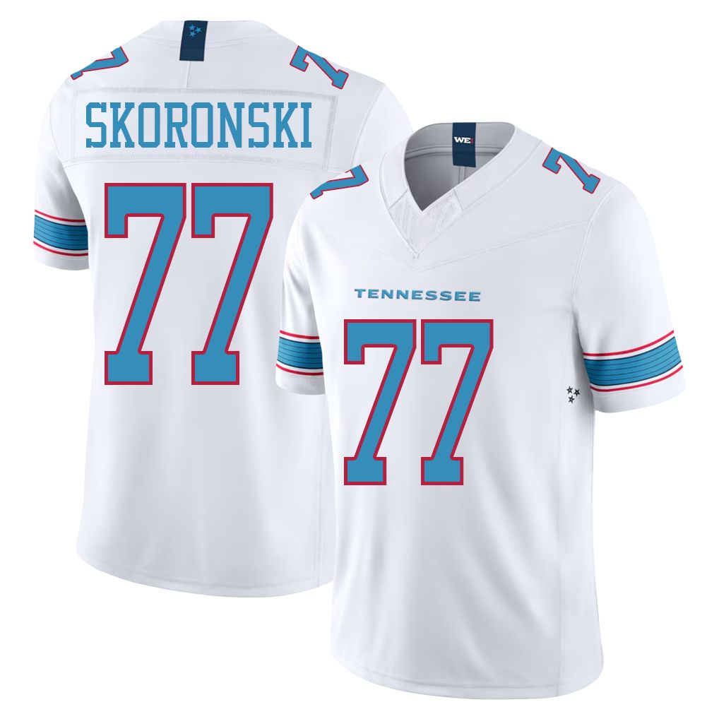 Tennessee #77 Skoronski Player Football V Neck Short Sleeve White Jersey Peter For Men Youth Women Gift