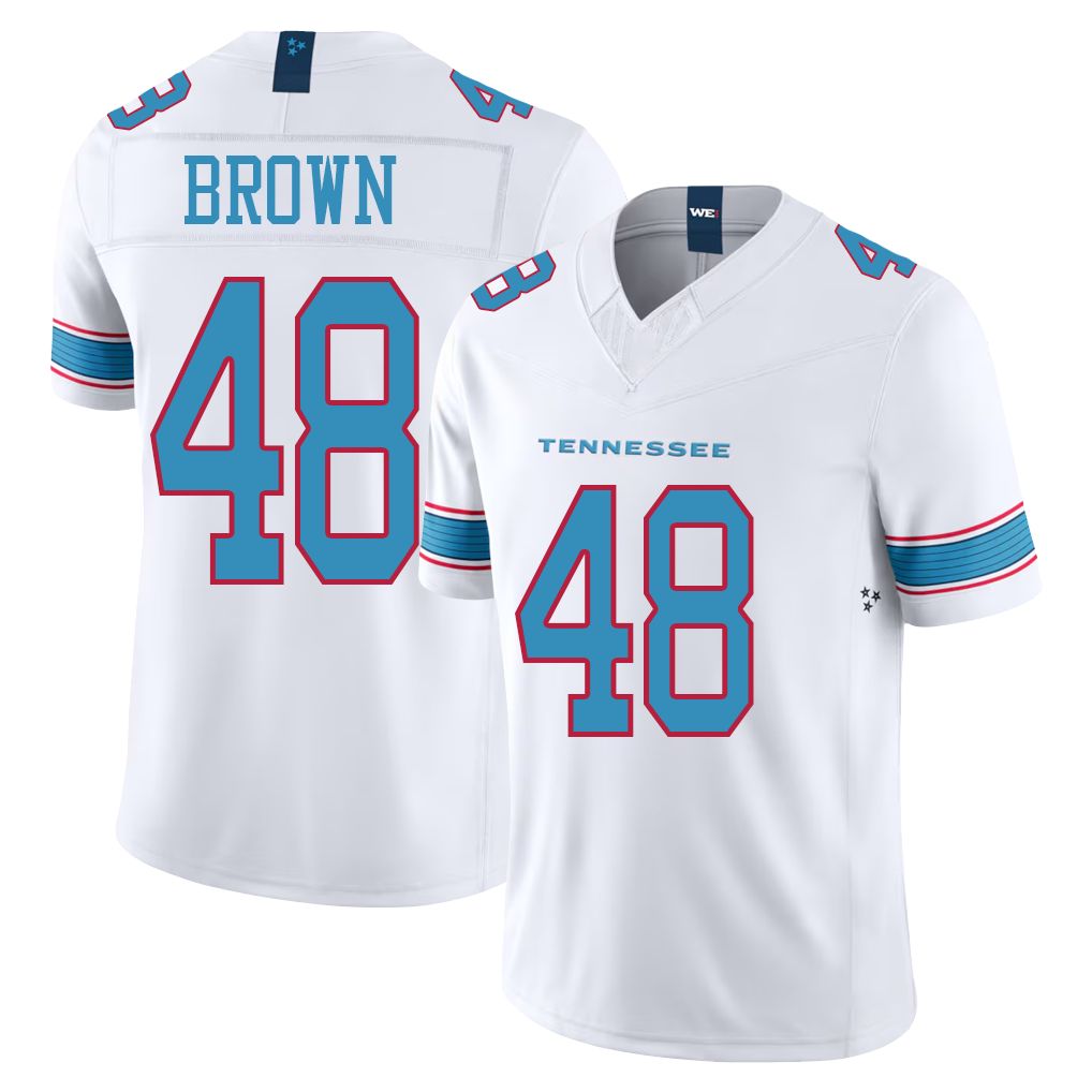 Tennessee #48 Brown Player Football V Neck Short Sleeve White Jersey Sean For Men Youth Women Gift