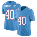 Tennessee #40 Banks Jr. Player Football V Neck Short Sleeve Light Blue Jersey Shad For Men Youth Women Gift