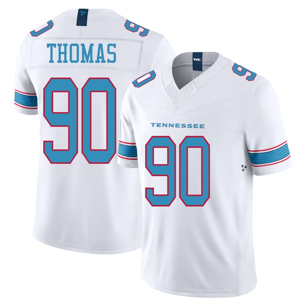 Tennessee #90 Thomas Player Football V Neck Short Sleeve White Jersey Solomon For Men Youth Women Gift