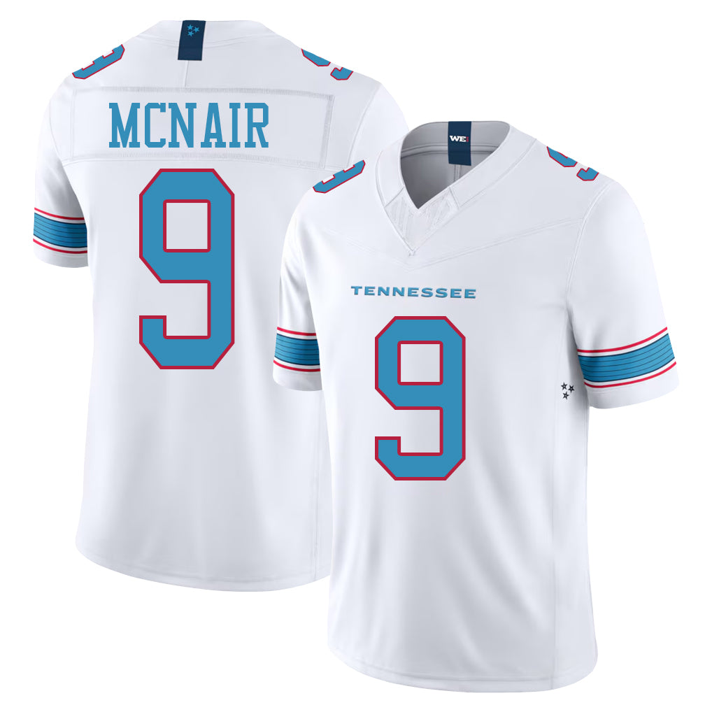 Tennessee #9 McNair Player Football V Neck Short Sleeve White Jersey Steve For Men Youth Women Gift