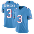 Tennessee #3 Townsend Player Football V Neck Short Sleeve Light Blue Jersey Tommy For Men Youth Women Gift