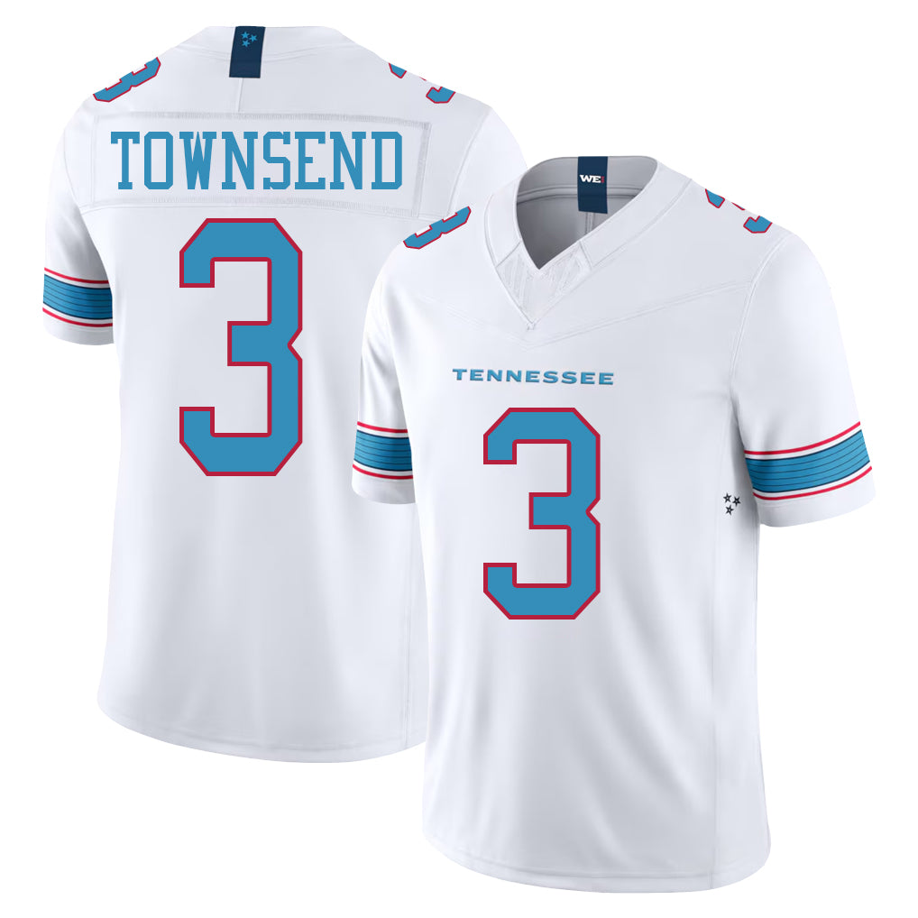 Tennessee #3 Townsend Player Football V Neck Short Sleeve White Jersey Tommy For Men Youth Women Gift