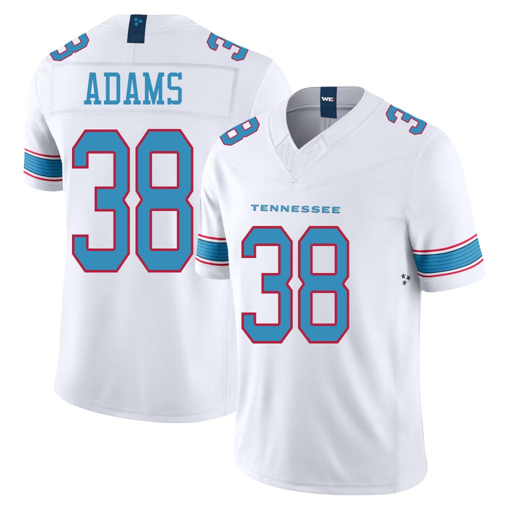 Tennessee #38 Adams Player Football V Neck Short Sleeve White Jersey Tony For Men Youth Women Gift