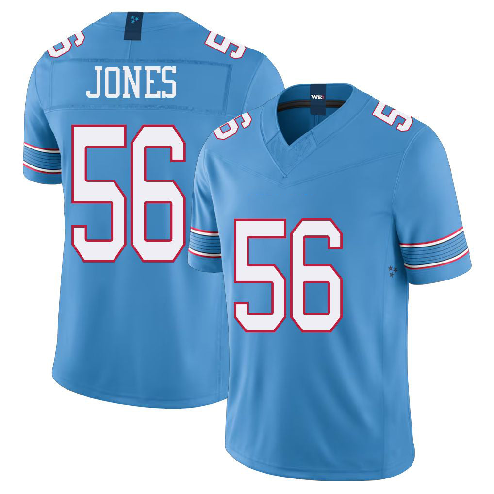 Tennessee #56 Jones Player Football V Neck Short Sleeve Light Blue Jersey Truman For Men Youth Women Gift