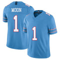Tennessee #1 Moon Player Football V Neck Short Sleeve Light Blue Jersey Warren For Men Youth Women Gift