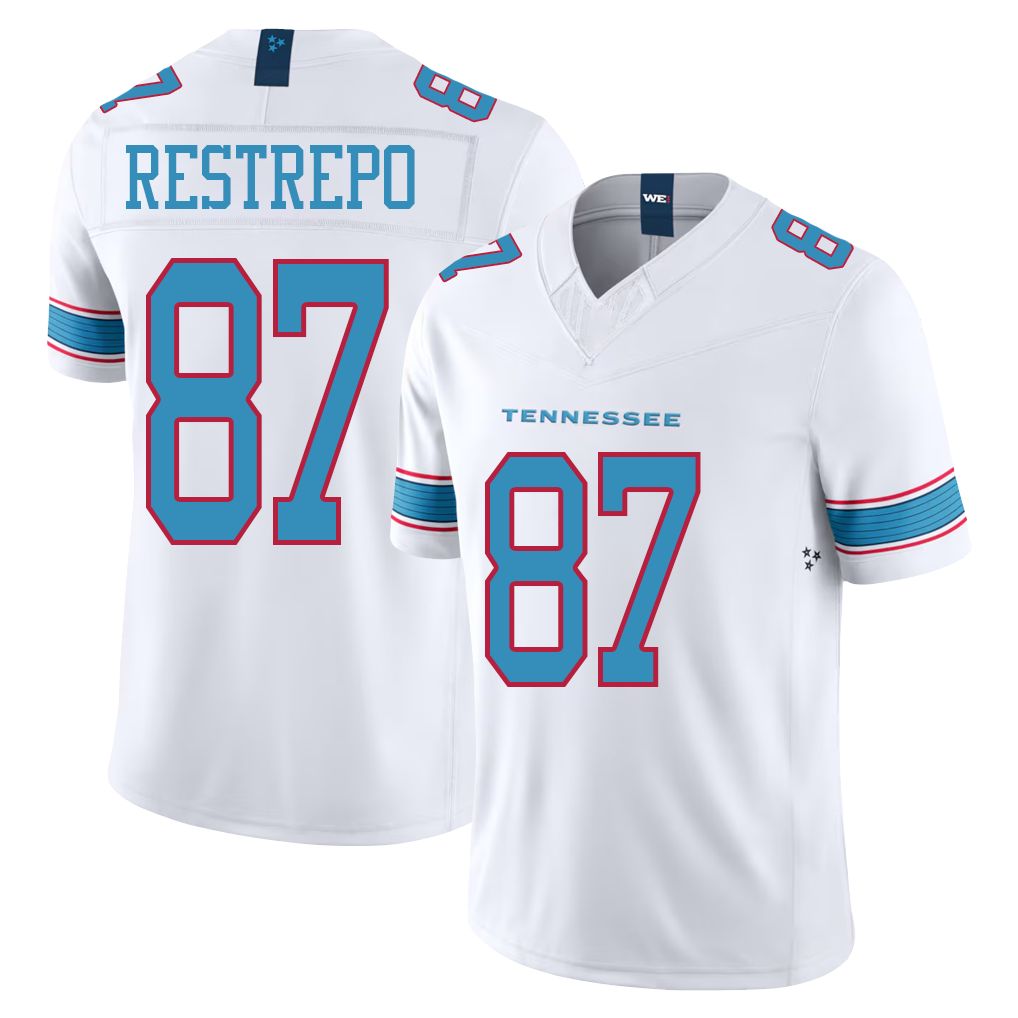 Tennessee #87 Restrepo Player Football V Neck Short Sleeve White Jersey Xavier For Men Youth Women Gift