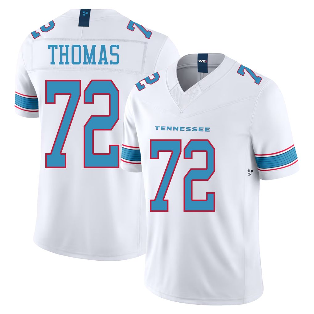 Tennessee #72 Thomas Player Football V Neck Short Sleeve White Jersey Zach For Men Youth Women Gift