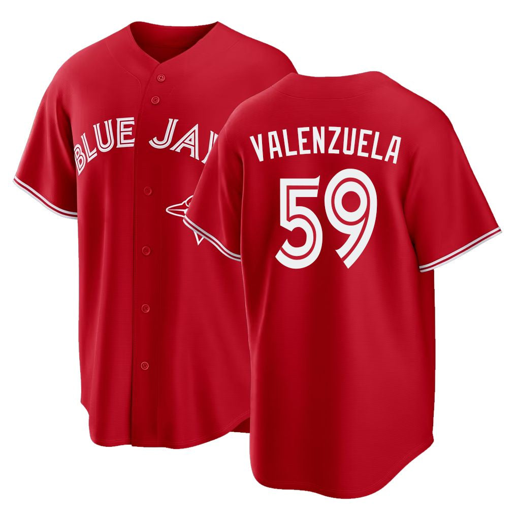 Toronto #59 Valenzuela Player Baseball Short Sleeve Red Jersey Brandon For Men Women Youth Gift