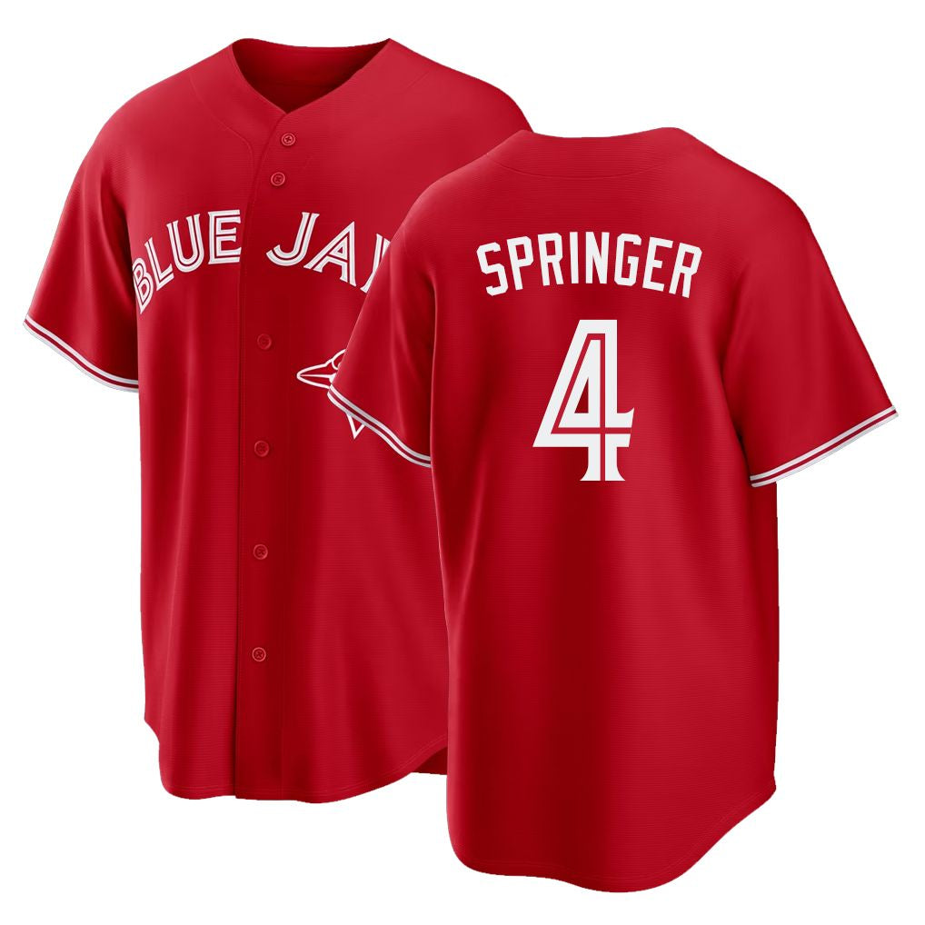 Toronto #4 Springer Player Baseball Short Sleeve Red Jersey George For Men Women Youth Gift