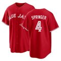 Toronto #4 Springer Player Baseball Short Sleeve Red Jersey George For Men Women Youth Gift