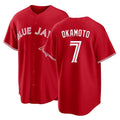 Toronto #7 Okamoto Player Baseball Short Sleeve Red Jersey Kazuma For Men Women Youth Gift