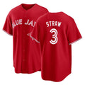 Toronto #3 Straw Player Baseball Short Sleeve Red Jersey Myles For Men Women Youth Gift
