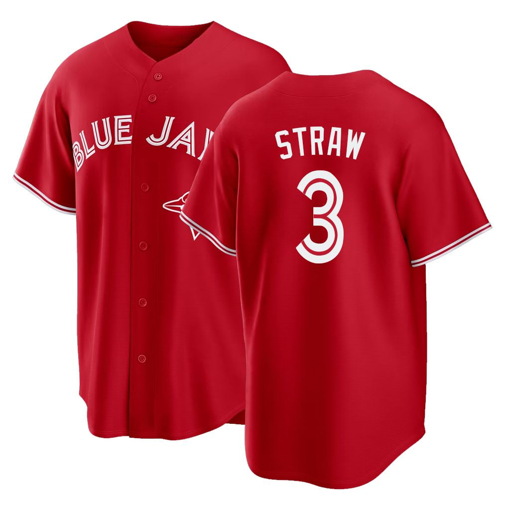 Toronto #3 Straw Player Baseball Short Sleeve Red Jersey Myles For Men Women Youth Gift