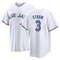 Toronto #3 Straw Player Baseball Short Sleeve White Jersey Myles For Men Women Youth Gift