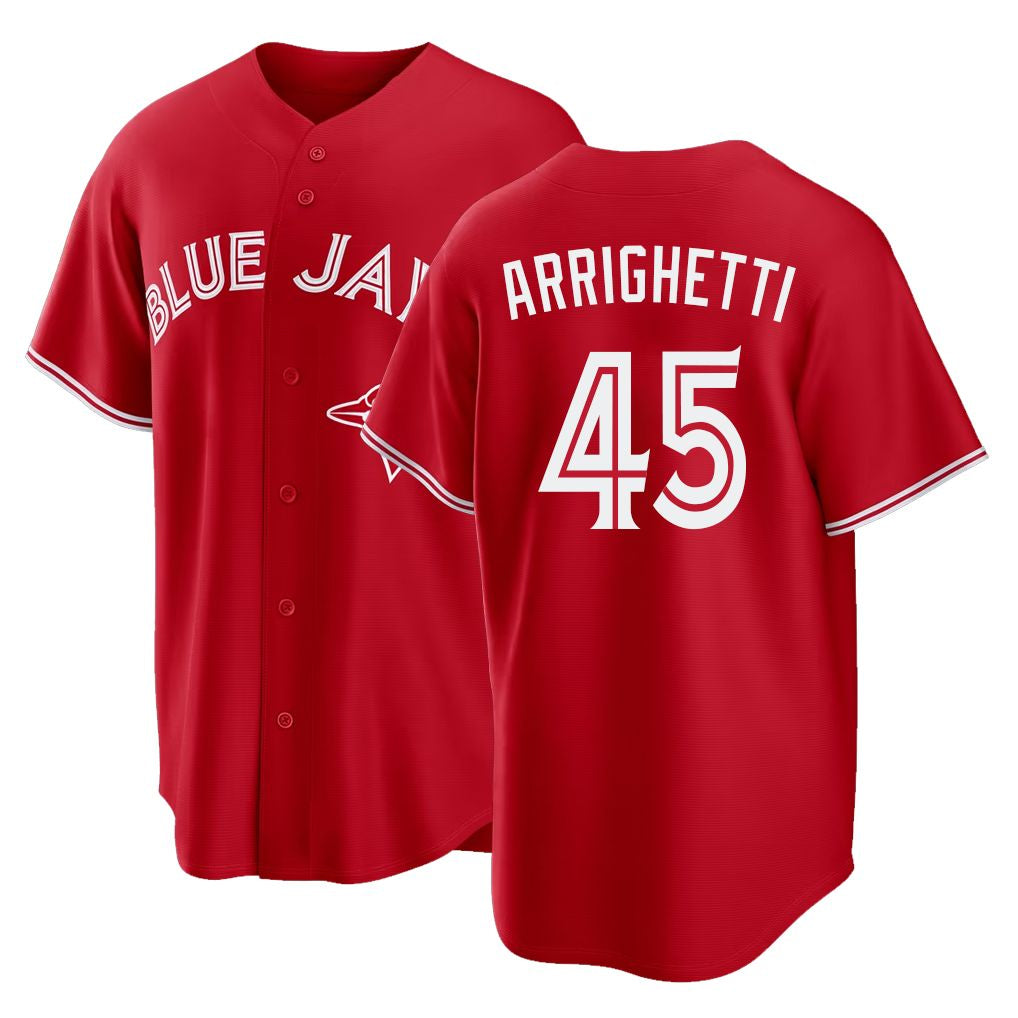 Toronto #45 Arrighetti Player Baseball Short Sleeve Red Jersey Spencer For Men Women Youth Gift