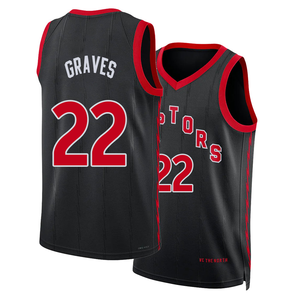 Toronto #22 Graves Player Basketball Sleeveless Black Jersey Allen For Adult Youth