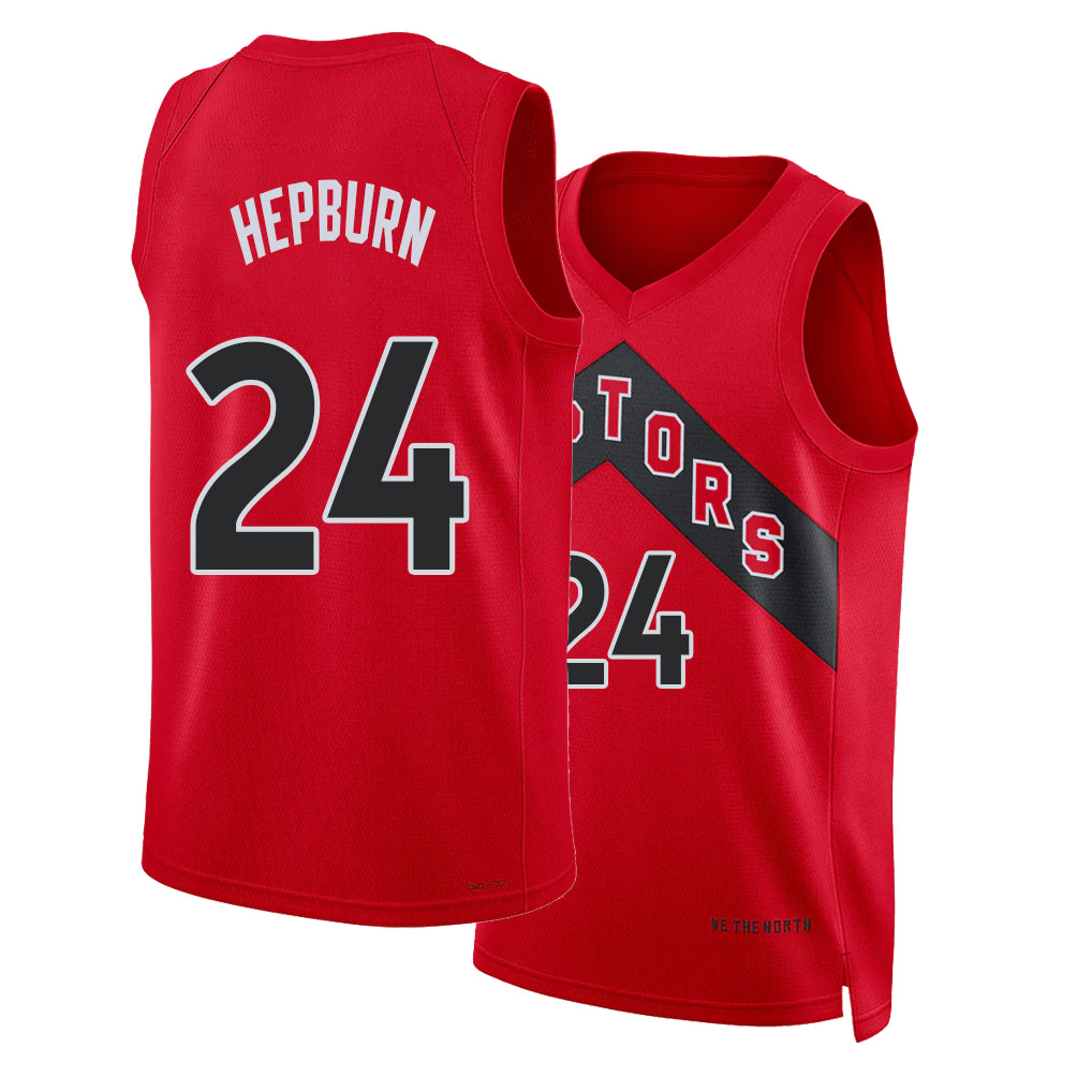 Toronto #24 Hepburn Player Basketball Sleeveless Red Jersey Chucky For Adult Youth