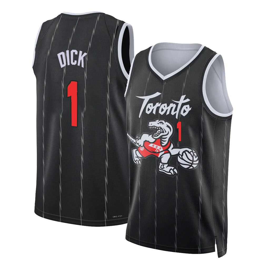 Toronto #1 Dick Player Basketball Sleeveless Black Jersey Gradey For Adult Youth