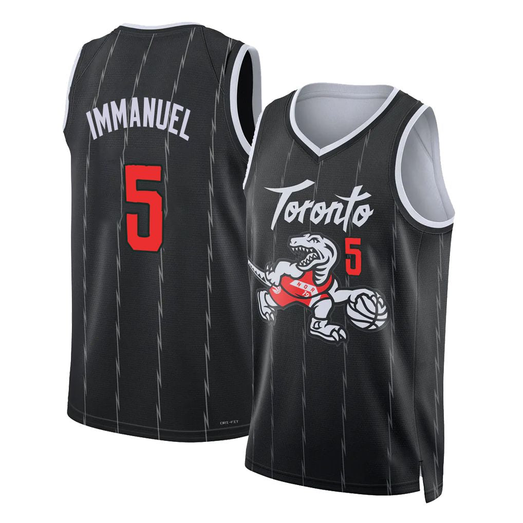 Toronto #5 Quickley Player Basketball Sleeveless Black Jersey Immanuel For Adult Youth
