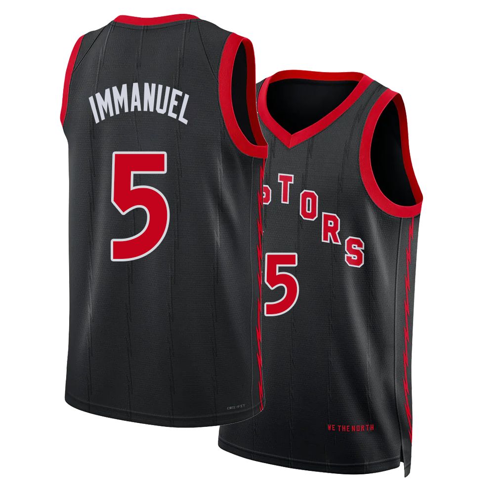 Toronto #5 Quickley Player Basketball Sleeveless Black Jersey Immanuel For Adult Youth