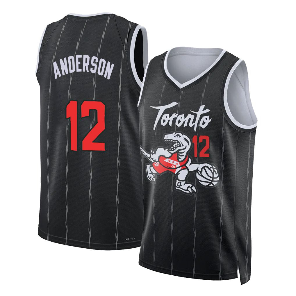 Toronto #12 Anderson Player Basketball Sleeveless Black Jersey Kyle For Adult Youth
