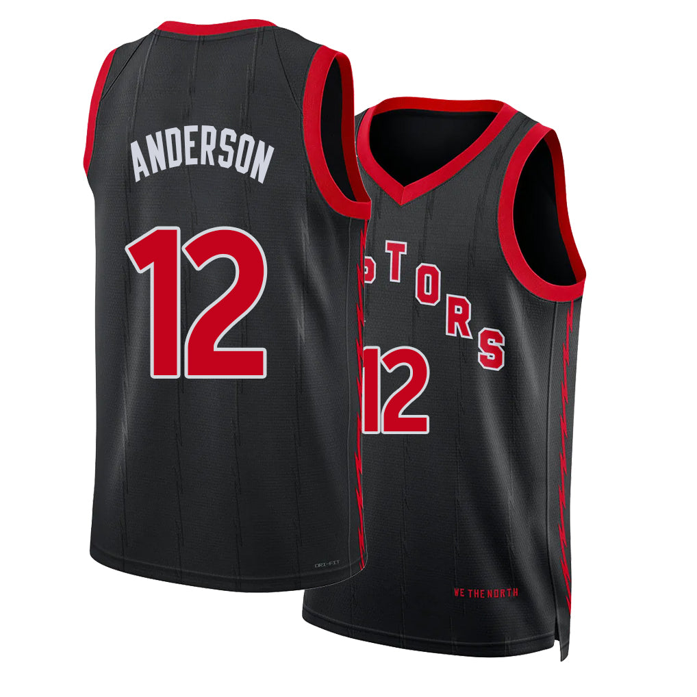 Toronto #12 Anderson Player Basketball Sleeveless Black Jersey Kyle For Adult Youth