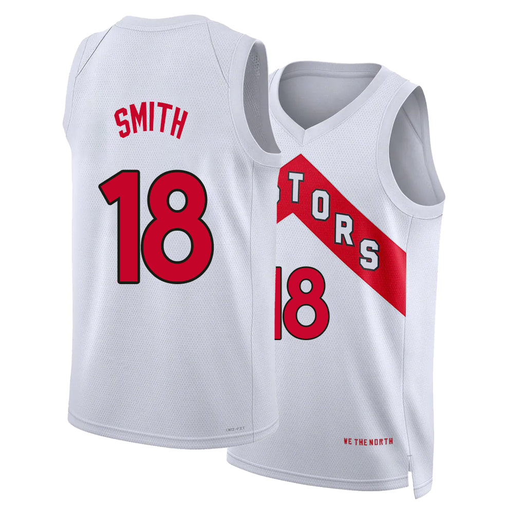 Toronto #18 Smith Player Basketball Sleeveless White Jersey Malachi For Adult Youth