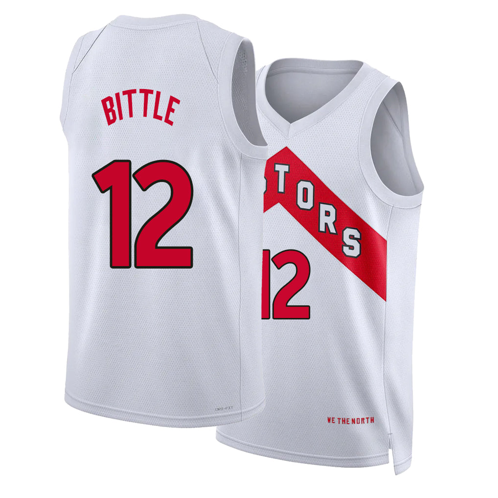 Toronto #12 Bittle Player Basketball Sleeveless White Jersey Nate For Adult Youth