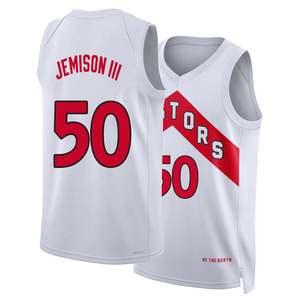 Toronto #50 Jemison III Player Basketball Sleeveless White Jersey Trey For Adult Youth