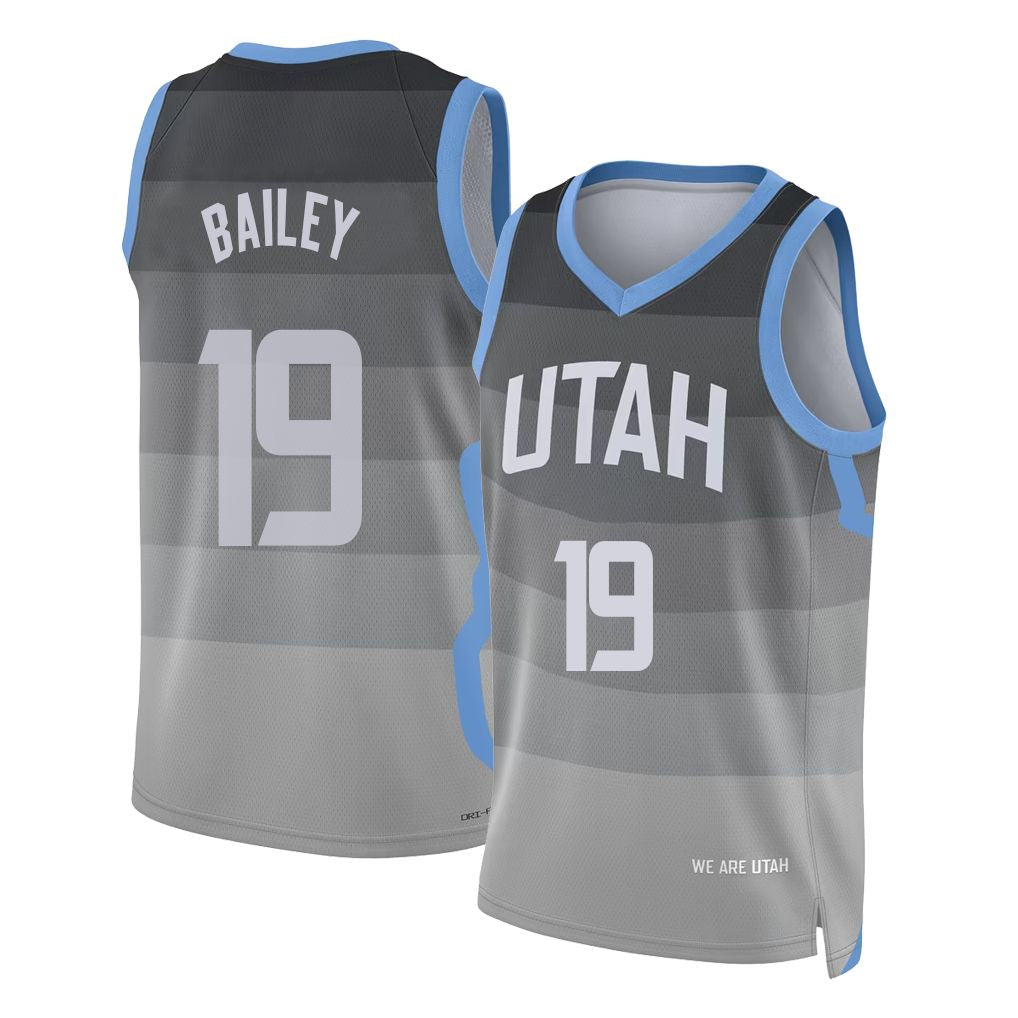 Utah #19 Bailey Player Basketball Sleeveless Gray Jersey Ace For Adult Youth