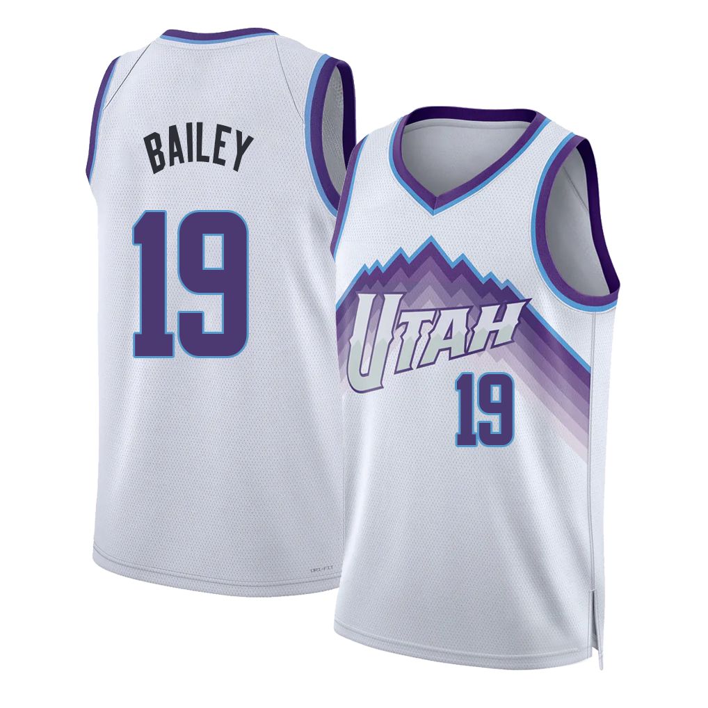 Utah #19 Bailey Player Basketball Sleeveless White Jersey Ace For Adult Youth