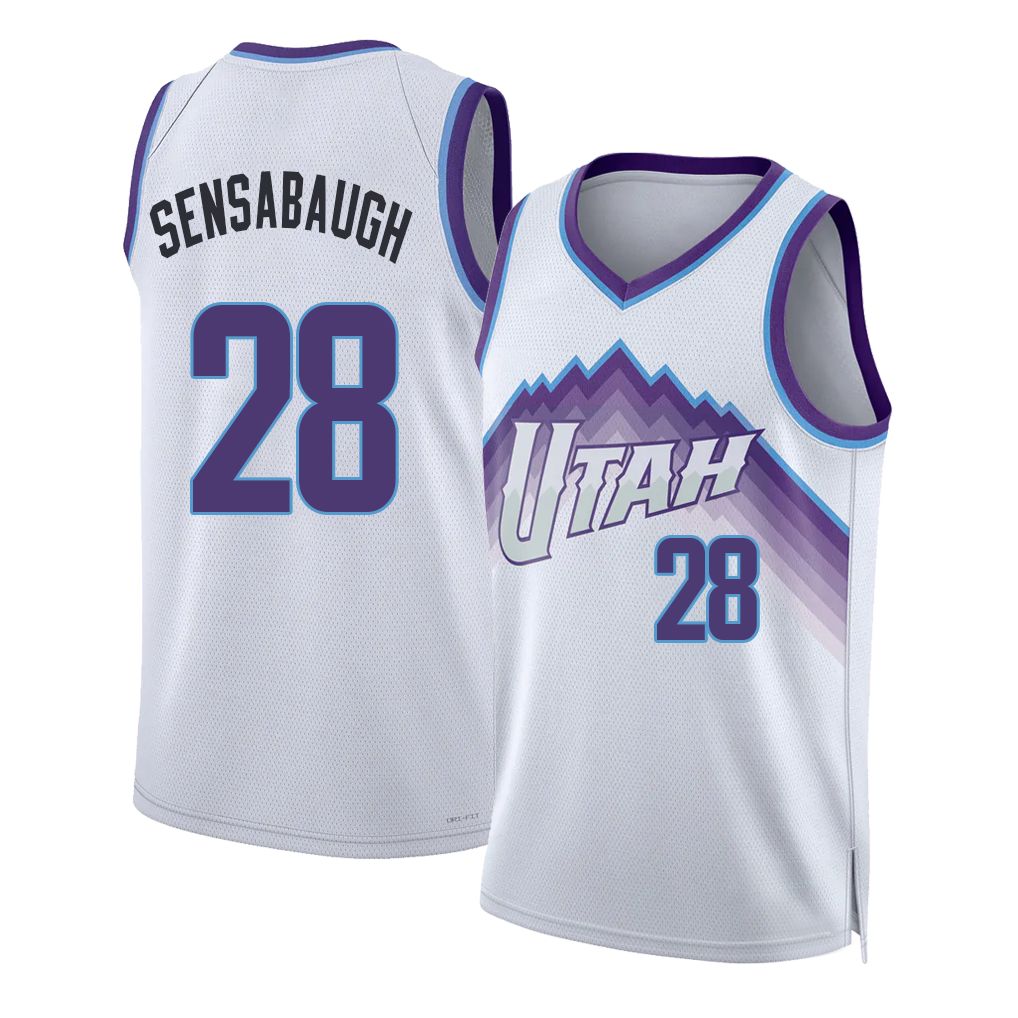 Utah #28 Sensabaugh Player Basketball Sleeveless White Jersey Brice For Adult Youth